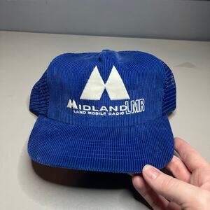 Vintage Cap Midland Mobile Radio Blue Corduroy Snapback Baseball